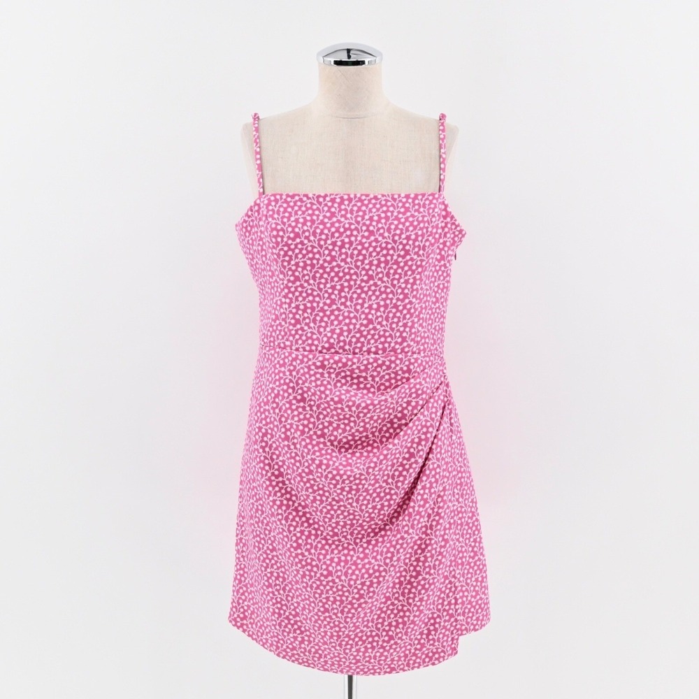 French Connection Ruched Cutout Mini Dress Womens Size 10 Pink Floral Summer‎